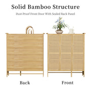 3 Rattan Door XL Shoe Cabinet Bamboo Wood Shoes Shelf Footwear Storage Organizer