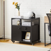Black Office Filing Cabinet Mobile Printer Stand File Storage Drawer Wheels