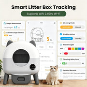 Self Cleaning Cat Litter Tray 76L Automatic Cat Litter Box 2.4G WiFi APP Safety