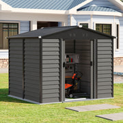 Garden Shed 8 X 7FT Metal Apex Roof With Free Foundation Base Storage House Grey