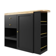 360° Swivel Bar Table Dining Table Kitchen Island with Storage Cabinet Cupboard