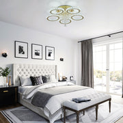 LED Ceiling Light Crystal Gold Chandelier Living Room Bedroom Dimmable Remote UK