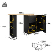360° Swivel Bar Table Dining Table Kitchen Island with Storage Cabinet Cupboard