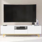 TV Unit TV Stand Sideboard Cabinet Cupboard White Gold Carved Doors 180cm