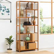 Tall Bookcase Free Standing Storage Shelving Open Wooden Bookshelf Room Divider