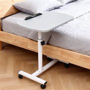 Adjustable Overbed Table Bedside Laptop Tray Table on Wheels Hospital Home Grey