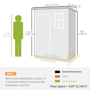 5' x 3' Garden Shed w/ Floor, Lockable Door, Window and Vent, Grey