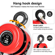 2 Ton 2000Kg Chain Block & Tackle Engine Lifting Hoist Pulley 3M Cable