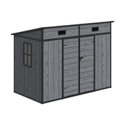 4 x 8ft Grey Wood Effect Plastic Garden Shed Outdoor Utility Tool Storage House