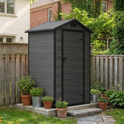 Grey Wood Grain Plastic Garden Shed 6x8 6x6 5x3 Outdoor Tool Bike Storage House