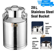 Stainless Steel Milk Churn Can Container Ghee Pot with handle&lid Large Capacity