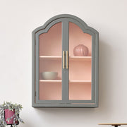 Arched Sage Green & Peach Wall Cabinet 79cm x 57cm