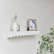 White Scalloped Wall Storage Shelf - 61cm shelving wall mounted decor wave