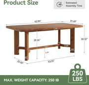 63-Inch Solid Wood Dining Table Modern Rectangular Kitchen Table for 4-6 People