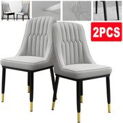 2/4/6 Faux Leather Dining Chairs Upholstered seat with Metal Legs Kitchen Chairs