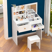 Dressing Table With Drawers Mirror Stool Set Makeup Desk Vanity Table Bedroom