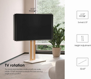 FITUEYES Floor TV Stand 32-65 Inch Height Adjustable ±30° Swivel Beech Wood