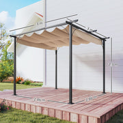 3x3m Outdoor Pergola Metal Gazebo Porch Awning Retractable Canopy
