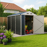 Garden Metal Shed Storage Tools Shed 6x4.2/8.2/10ft Waterproof with Door & Vents