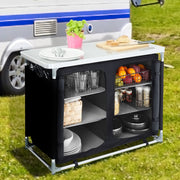 Outdoor Camping Kitchen Cupboard Cook Table Folding Storage Unit Shelf w Handbag