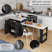 Kitchen Island Dining Table !SALE! Extendable 4-6 Seater Storage Cabinet Black