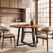 120cm Solid Wood Round Dining Table Modern Circle Kitchen Table for 4-6 People