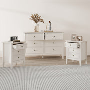 Large 6 Drawer Chest of Drawers and Pair of 3 Drawer Bedside Tables - Rowley P