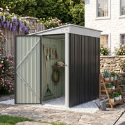 6 x 4 FT Garden Storage Shed Lean to Metal Outdoor Tool House with Lockable Door