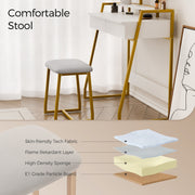 MONDEER Dressing Table Makeup Desk Vanity Set w/ LED Light Drawers Padded Stool