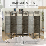 6 Panel Room Divider Folding Privacy Screen with Pine Wood Frame Refurbished