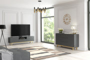 TV Unit TV Stand Sideboard Cabinet Cupboard White Gold Carved Doors Storage 180