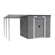 5.5 X 5.5FT Metal Garden Shed Tools Bikes Storage House Shelter with Side Canopy