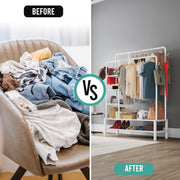 Heavy Duty Double Clothes Rail Shoe Storage Garments Hanging Display 120Kg