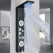 LED Shower Panel Column Tower System Stainless Steel Body Jet Twin Head Rain Set