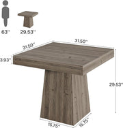 31.5-Inch Square Dining Table Farmhouse Small Kitchen Dinner Table for 4 People