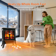 Electric Fireplace Log Burning Flame Effect Stove Fire Heater Black 750/2000W UK