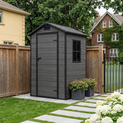 4.4x3.4FT Plastic Garden Shed All-Weather Tool Storage House with Window & Vents