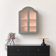 Arched Sage Green & Peach Wall Cabinet 79cm x 57cm