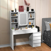 Dressing Table With 6 Drawers LED Mirror Set Makeup Desk Vanity Table Bedroom