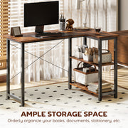 L-Shaped Computer Desk Study Workstation with 2 Shelves Refurbished