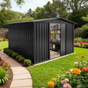 8 x 10 FT Garden Shed Storage Shed Waterproof with Slide Door and Vents, Grey