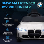 AIYAPLAY 12V BMW M4 Licensed Kids Electric Car w/ Remote, Suspension, White