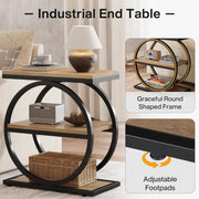 Narrow End Table with 3 shelves Industrial Wood Side Table with Metal Frame