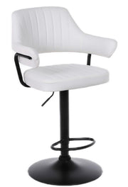 2 X PLUSH WHITE BAR STOOLS, GAS LIFT, BREAKFAST KITCHEN BAR PADDED ARMS & BACK