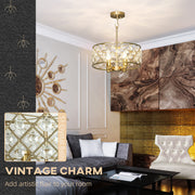 Crystal Chandelier w/Adjustable Height, 4-Light Ceiling Light Refurbished