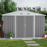 10 x 12 FT Galvanised Metal Steel Sheds Garden Storage Shed Ventilation w/ Door