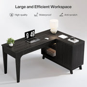 57 Inch L-Shaped Desk Modern Executive Office Computer Desk with Storage Cabinet