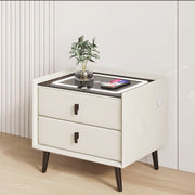 LED Nightstand Smart Bedside Table Modern End Table With USB Ports & Drawer