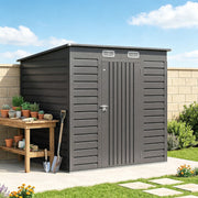 6.3 x 4.3FT Galvanised Metal Garden Shed with Lockable Door, Grey