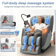Massage Chair Full Body, 14 Fixed Rollers Heating for Home(Grey) | Zero Gravity